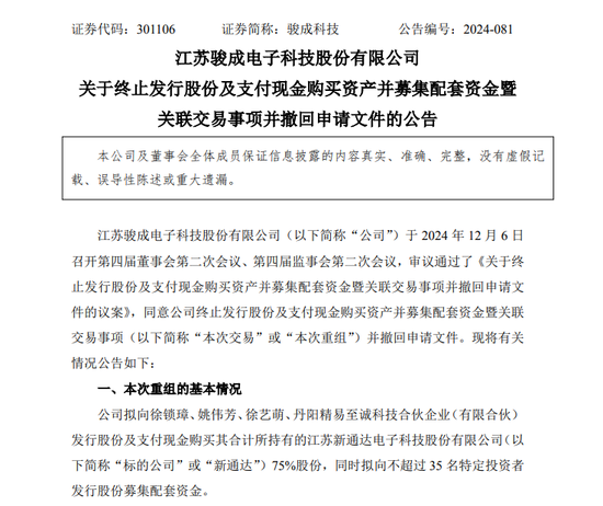 2024新澳正版免费资料,未来创新资料落实KDGV7.5.1278
_重组终止！骏成科技突然宣布